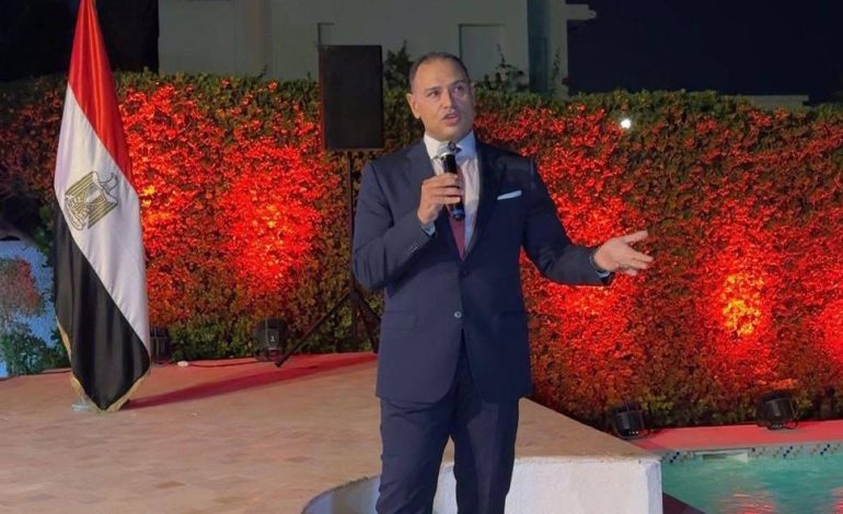 حفل استقبال للسفير المصري بحضور الفنانة مي فاروق ووفد فني مصري .